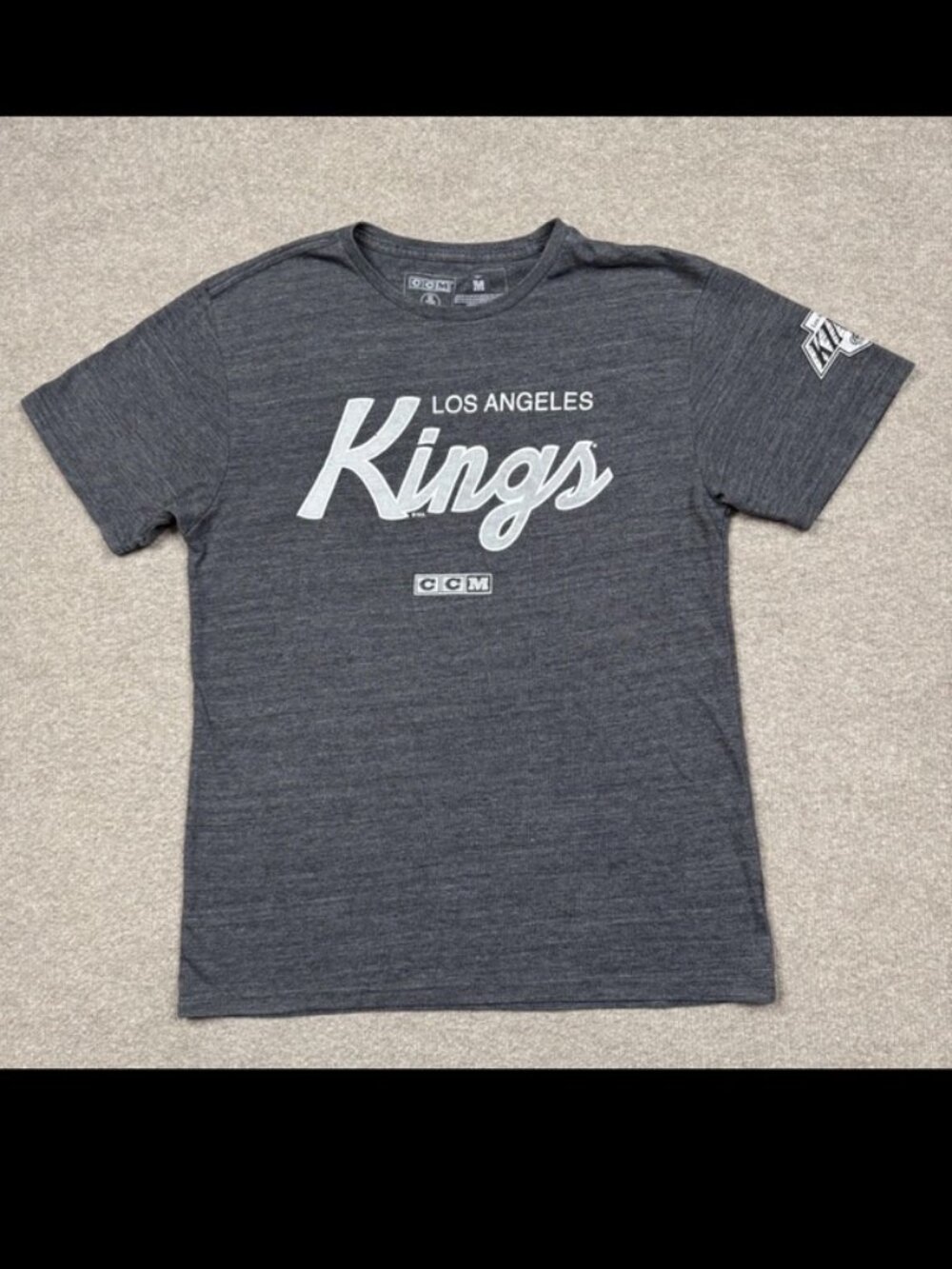 LA Kings T Shirt Men's Size M Gray NHL Hockey CCM Script Fan Wear Gear Sports